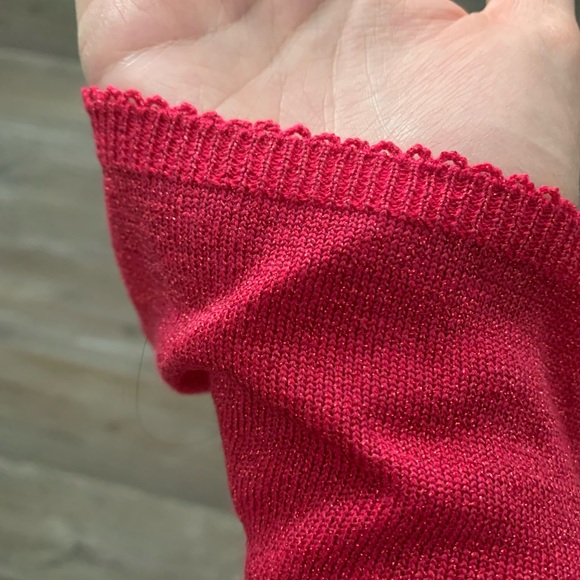 Vintage Sag Harbor Blue Sparkle Glitter Cropped Turtleneck Short Sleeve Top - Picture 10 of 10